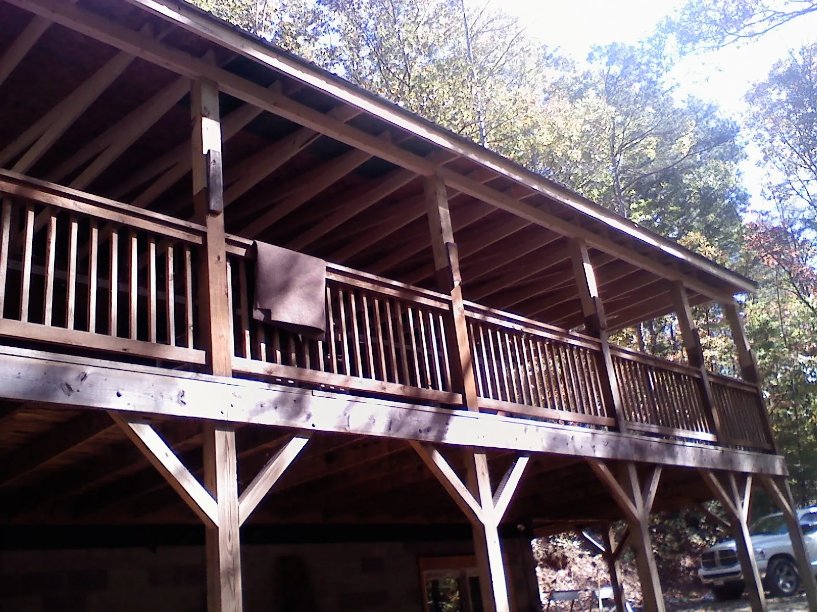 Timber framing under a new elevated porch and deck — Roof Leak Repair in Oberlin by Roofing Brothers